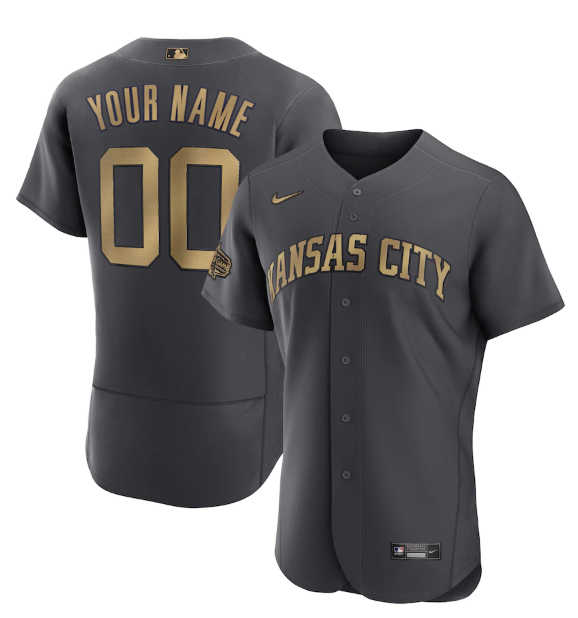 Men's Kansas City Royals Active Player Custom 2022 All-Star Charcoal Flex Base Stitched MLB Jersey